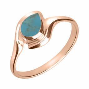 9ct Rose Gold Turquoise Offset Pear Ring