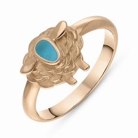 9ct Rose Gold Turquoise Sheep Ring