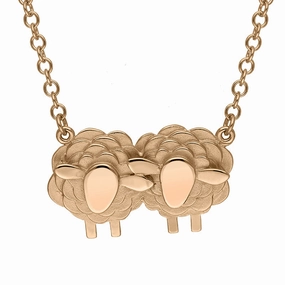 9ct Rose Gold Two Large Sheep Necklace