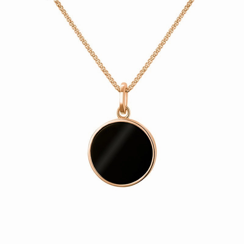 9ct Rose Gold Whitby Jet Zodiac Capricorn Round Necklace