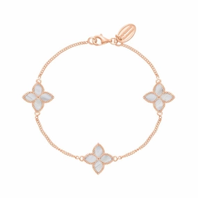 9ct Rose Gold White Mother of Pearl Eden Marquise Flower Bracelet