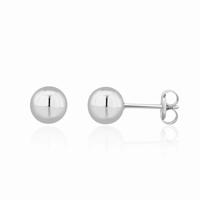 9ct White Gold 6mm Ball Stud Earrings