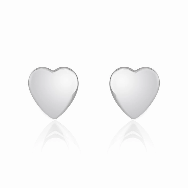 9ct White Gold 8.5mm Heart Stud Earrings
