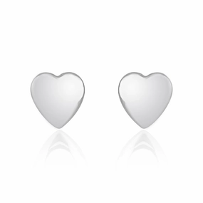 9ct White Gold 8.5mm Heart Stud Earrings