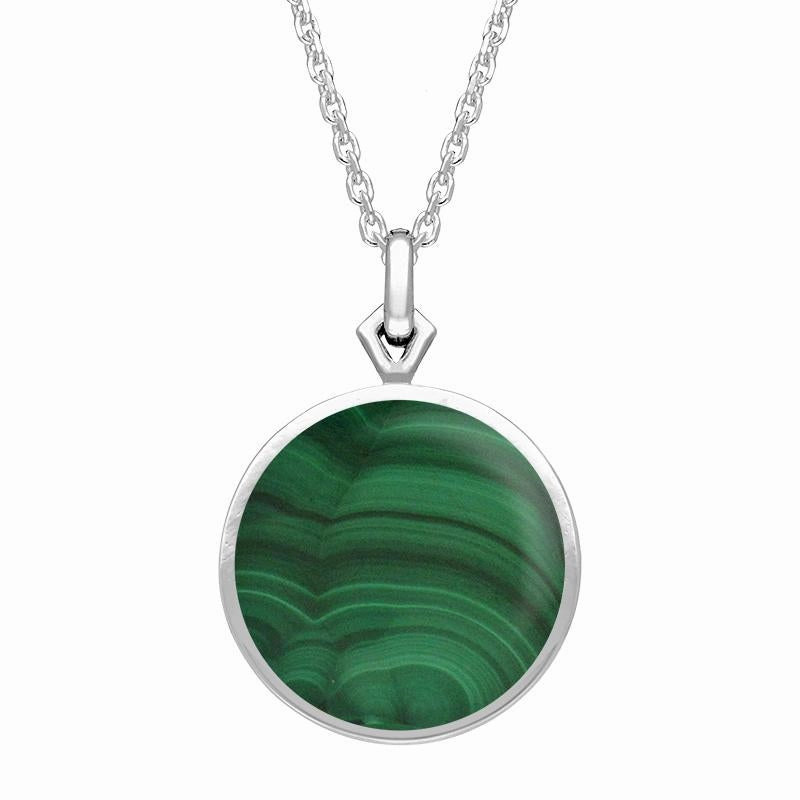 9ct White Gold Malachite Flore Filigree Necklace