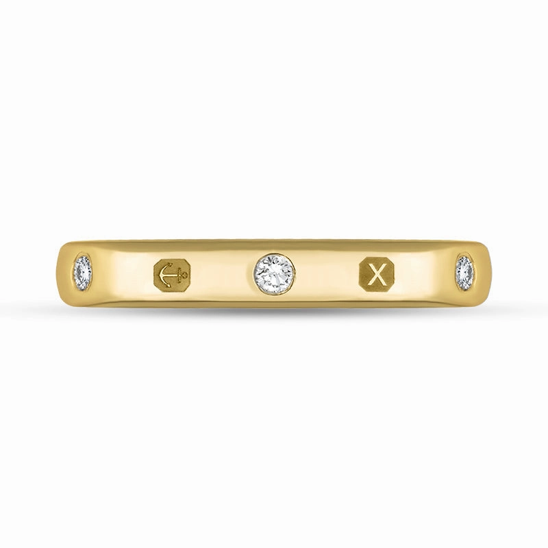 9ct Yellow Gold 0.12ct Diamond Queen's Jubilee Hallmark 3mm Ring D