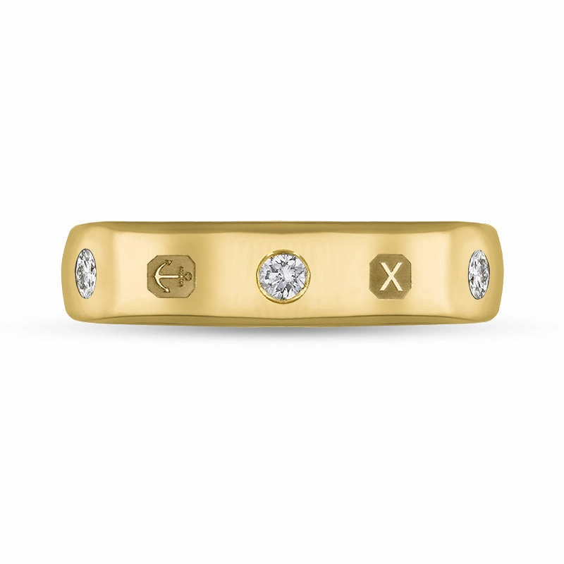 9ct Yellow Gold 0.15ct Diamond Queen's Jubilee Hallmark 5mm Ring D