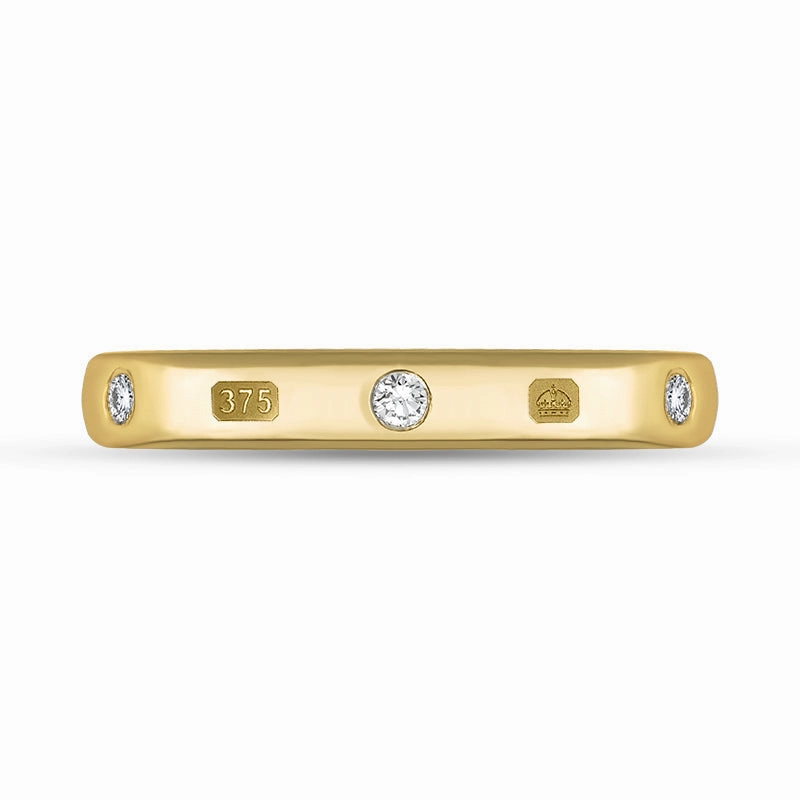 9ct Yellow Gold 0.18ct Diamond Queen's Jubilee Hallmark 6mm Ring D