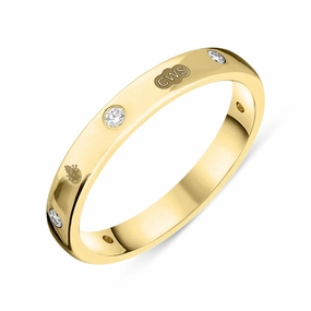 9ct Yellow Gold 0.18ct Diamond Queen's Jubilee Hallmark 6mm Ring D