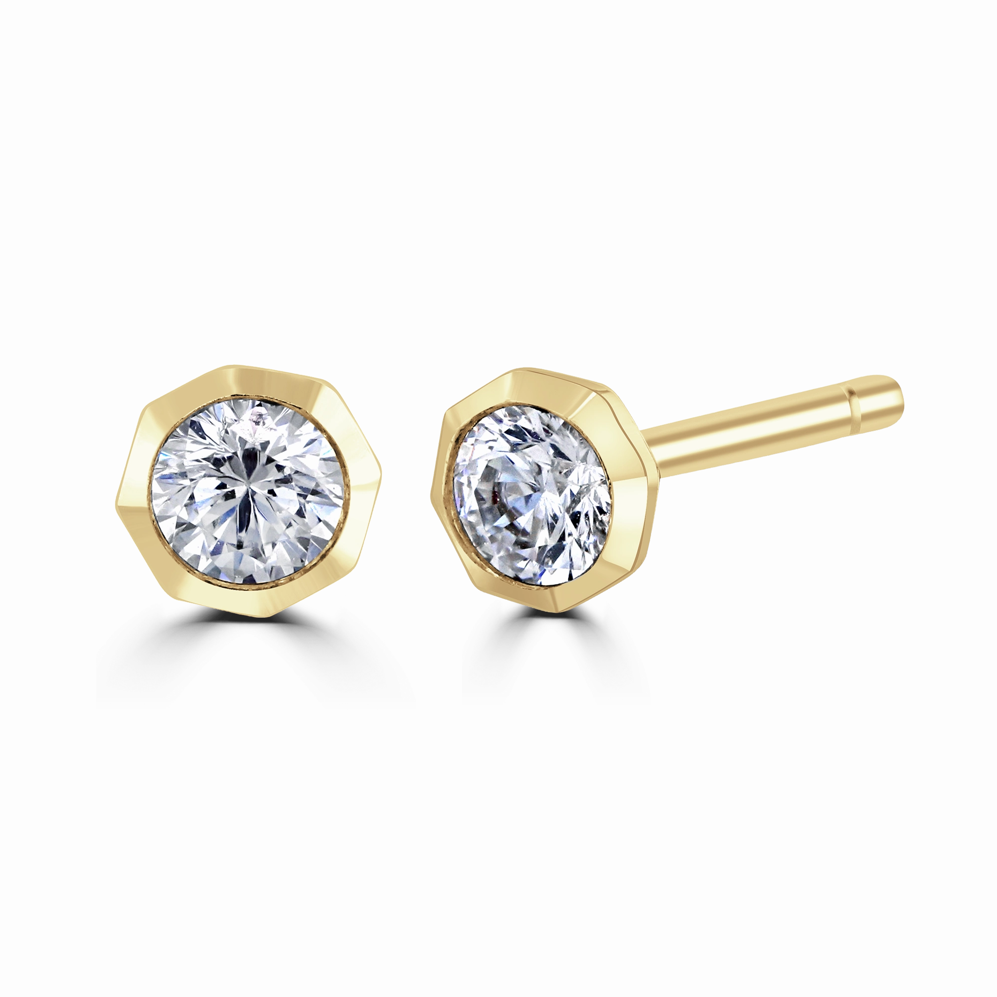 9ct Yellow Gold 0.25ct Lab Grown Diamond Solitaire Octagonal Stud Earrings