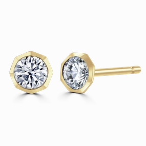 9ct Yellow Gold 0.50ct Diamond Solitaire Octagonal Stud Earrings