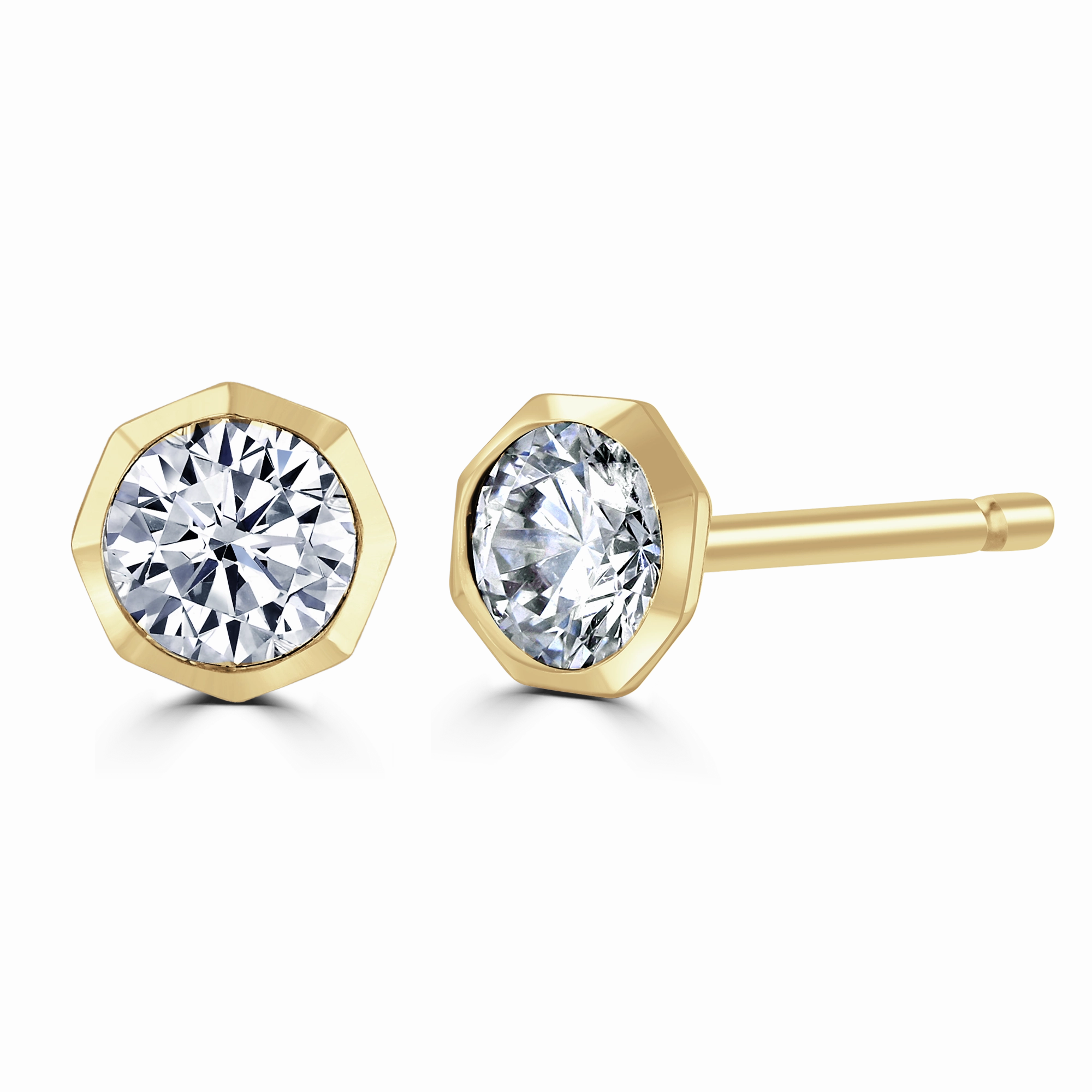 9ct Yellow Gold 0.50ct Diamond Solitaire Octagonal Stud Earrings