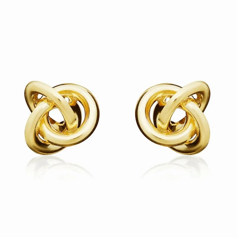 9ct Yellow Gold 11mm Looped Knot Stud Earrings