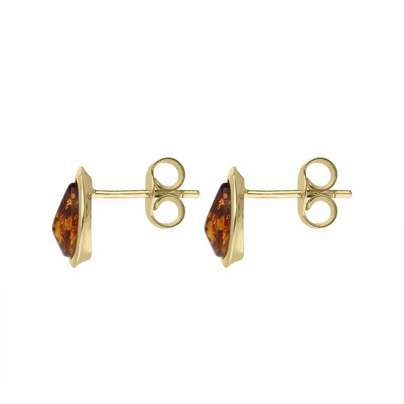 9ct Yellow Gold Amber Tear Shaped Stud Earrings D