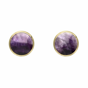 9ct Yellow Gold Blue John 5mm Classic Small Round Stud Earrings