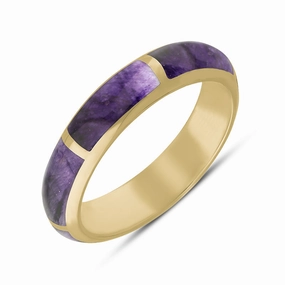 9ct Yellow Gold Blue John 6mm Gap Wedding Band Ring