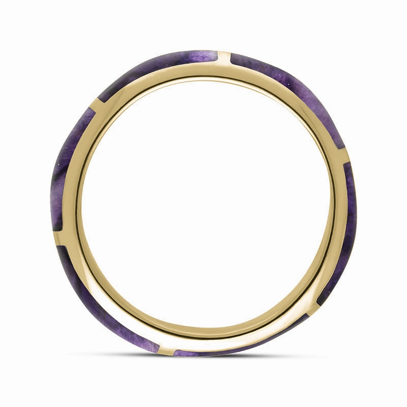 9ct Yellow Gold Blue John 6mm Gap Wedding Band Ring