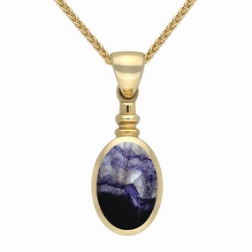 9ct Yellow Gold Blue John Bottletop Necklace