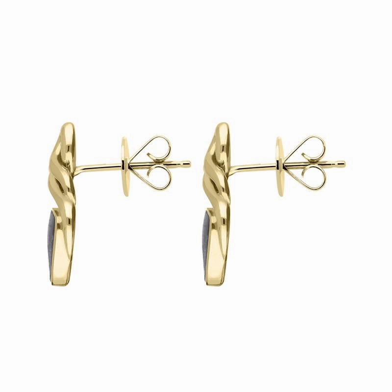 9ct Yellow Gold Blue John Celtic Triangle Stud Earrings