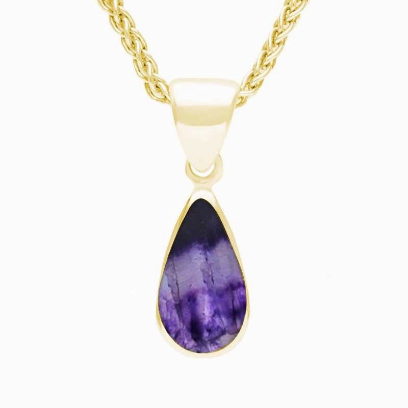 9ct Yellow Gold Blue John Dinky Pear Necklace