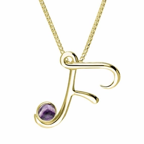 9ct Yellow Gold Blue John Love Letters Initial F Necklace