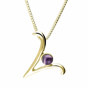 9ct Yellow Gold Blue John Love Letters Initial V Necklace