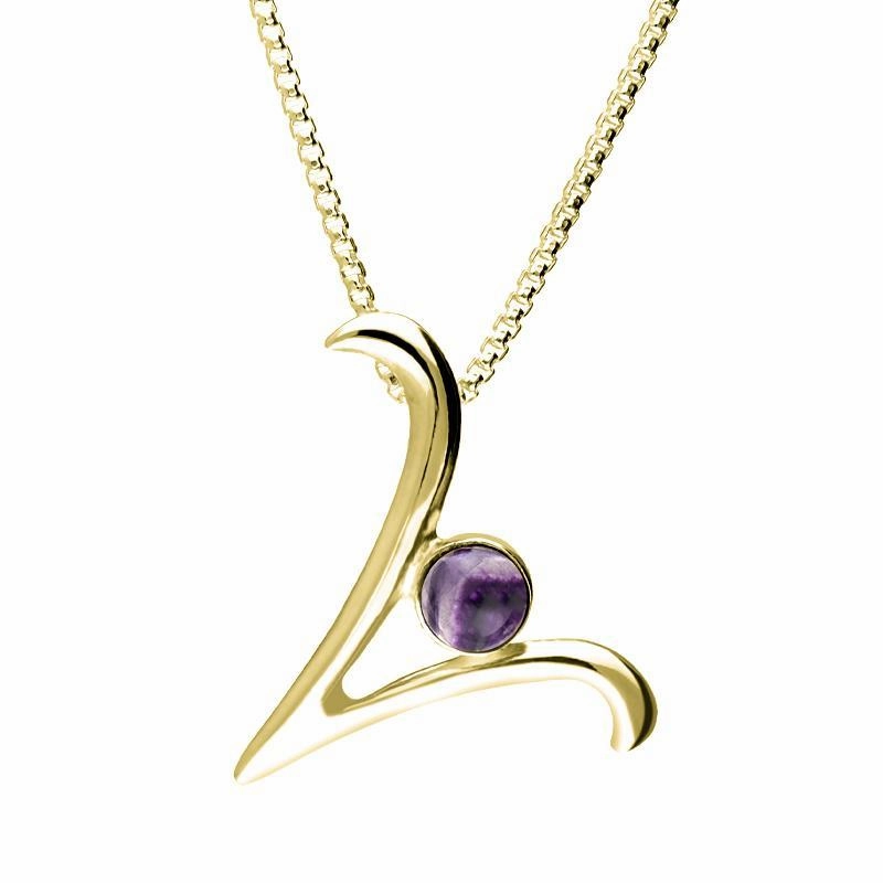 9ct Yellow Gold Blue John Love Letters Initial V Necklace