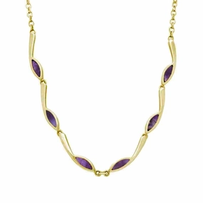 9ct Yellow Gold Blue John Marquise Link Toscana Necklace