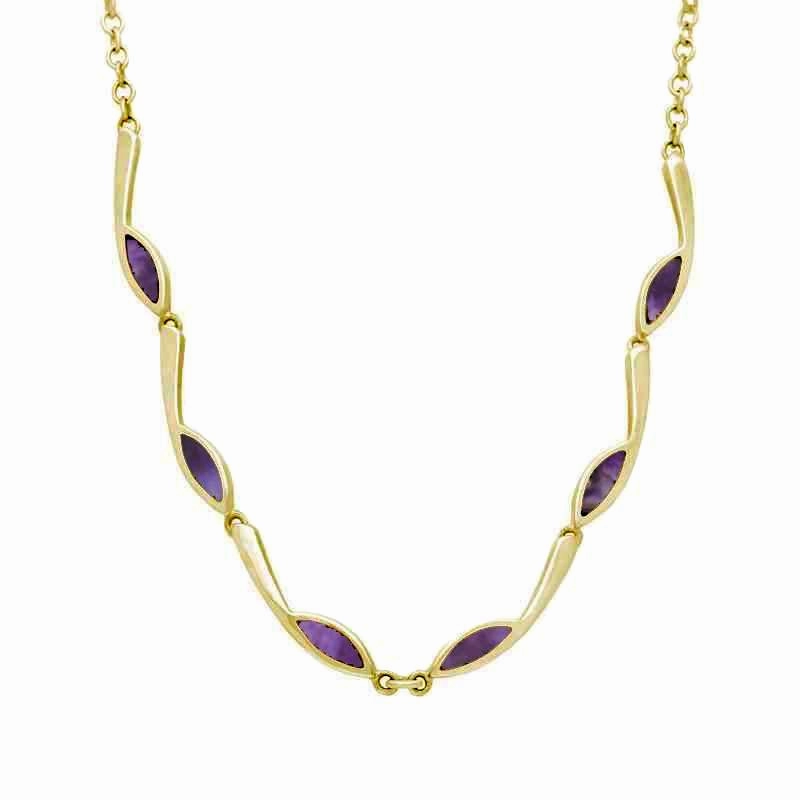 9ct Yellow Gold Blue John Marquise Link Toscana Necklace