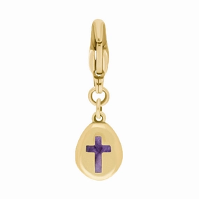 9ct Yellow Gold Blue John Pear Shaped Cross Clip Charm