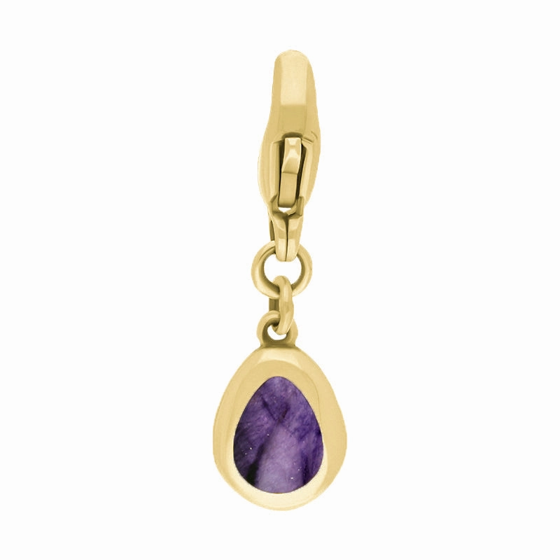 9ct Yellow Gold Blue John Pear Shaped Cross Clip Charm