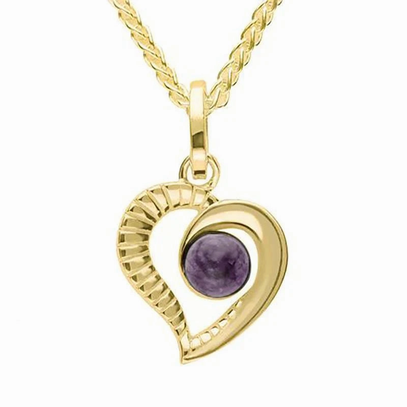 9ct Yellow Gold Blue John Ridged Heart Two Piece Set