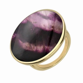 9ct Yellow Gold Blue John Round Ring