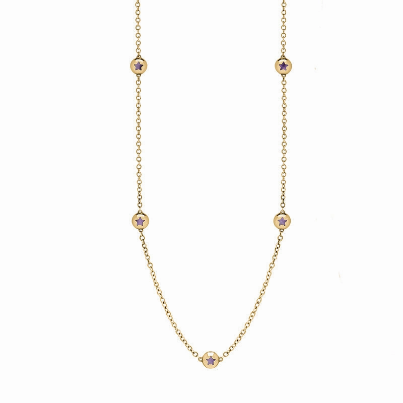 9ct Yellow Gold Blue John Star Link Disc Chain Necklace
