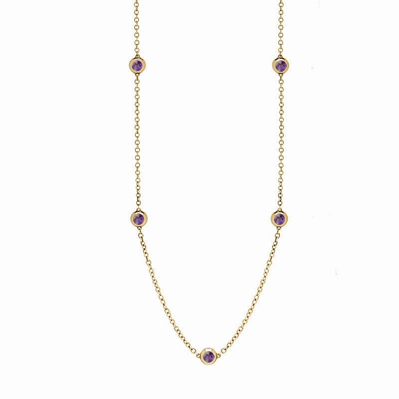 9ct Yellow Gold Blue John Star Link Disc Chain Necklace