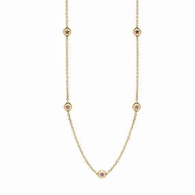 9ct Yellow Gold Blue John Star Link Disc Chain Necklace