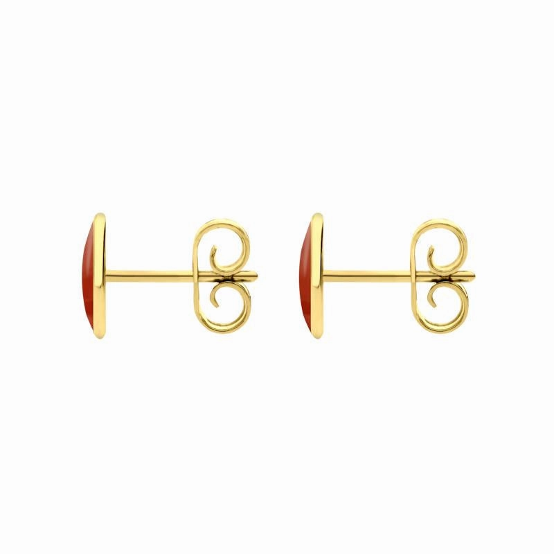 9ct Yellow Gold Carnelian 8 x 6mm Classic Medium Oval Stud Earrings