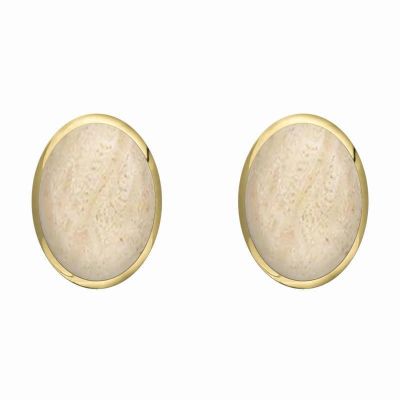 9ct Yellow Gold Coquina 8 x 10mm Classic Large Oval Stud Earrings