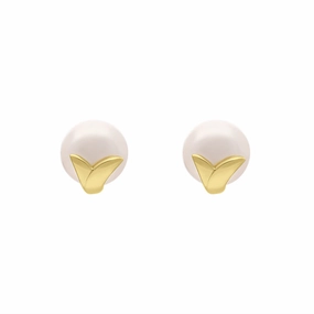 9ct Yellow Gold Freshwater Pearl Encased Stud Earrings