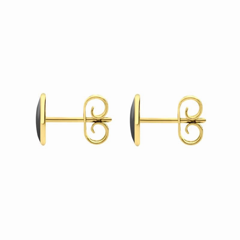9ct Yellow Gold Hematite 7 x 5mm Classic Small Oval Stud Earrings