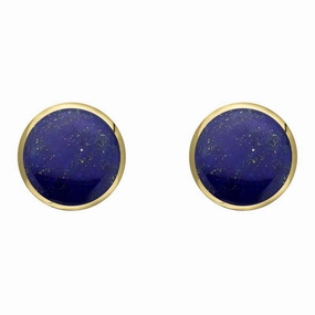 9ct Yellow Gold Lapis Lazuli 8mm Classic Large Round Stud Earrings