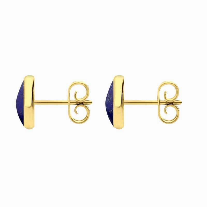 9ct Yellow Gold Lapis Lazuli 8mm Classic Large Round Stud Earrings