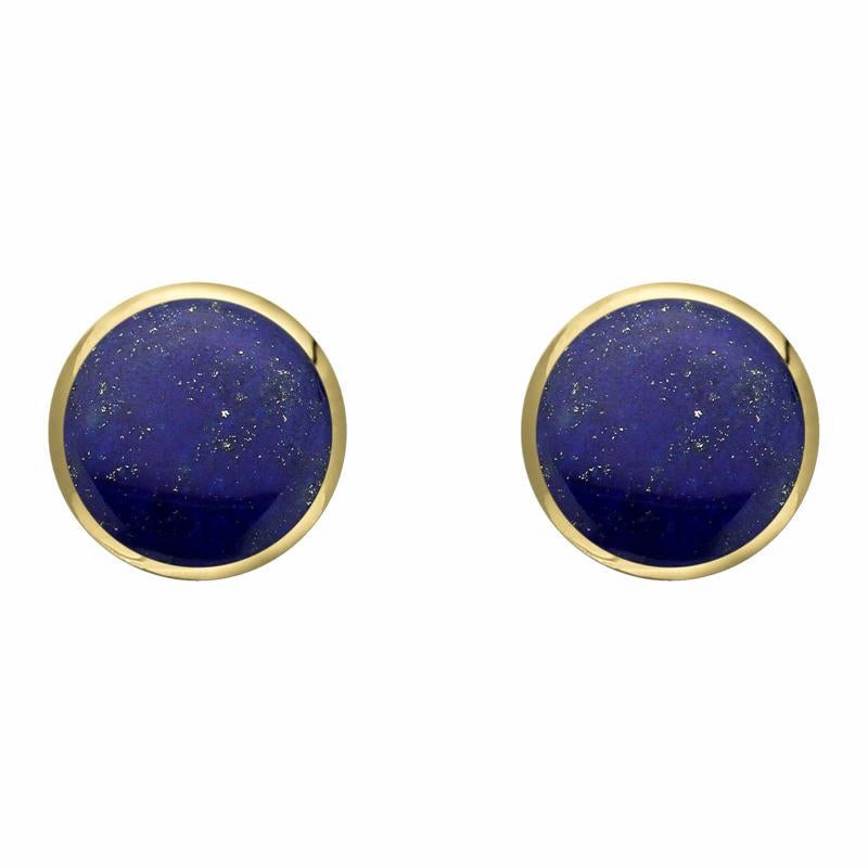 9ct Yellow Gold Lapis Lazuli 8mm Classic Large Round Stud Earrings