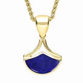 9ct Yellow Gold Lapis Lazuli Fan Shaped Necklace