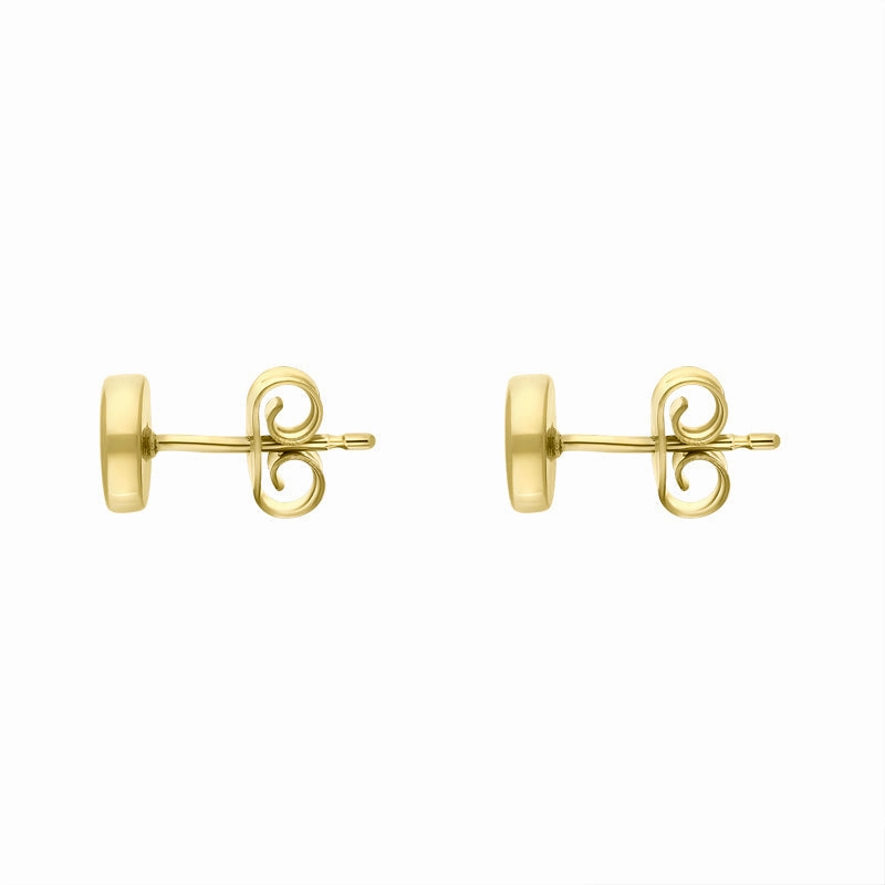 9ct Yellow Gold Large Round Stud Earrings D