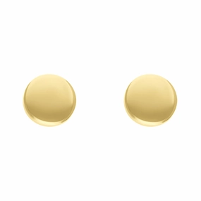 9ct Yellow Gold Large Round Stud Earrings D