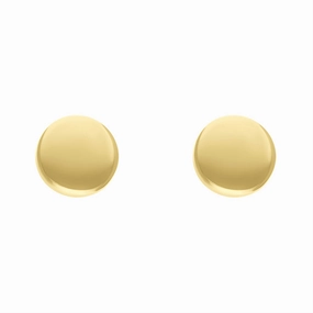 9ct Yellow Gold Large Round Stud Earrings D