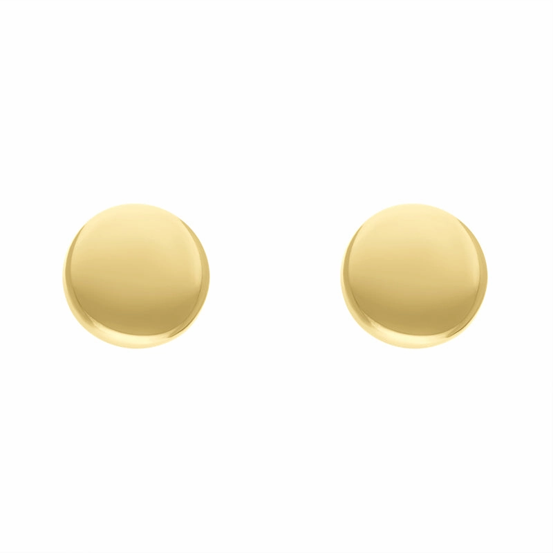 9ct Yellow Gold Large Round Stud Earrings D