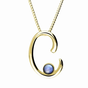 9ct Yellow Gold Moonstone Love Letters Initial C Necklace