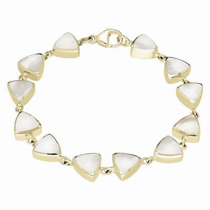 9ct Yellow Gold Mother of Pearl Curved Triangle Bracelet